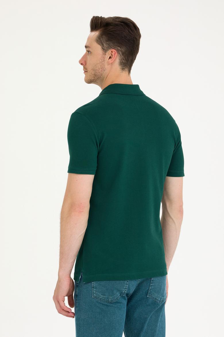 Erkek Koyu Yeşil Basic Polo Yaka Tişört - 50265919040