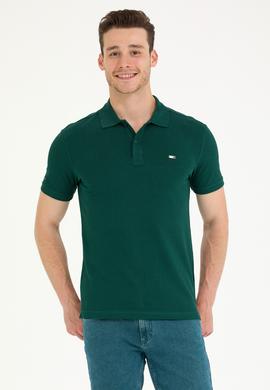 Erkek Koyu Yeşil Basic Polo Yaka Tişört - 50265919040
