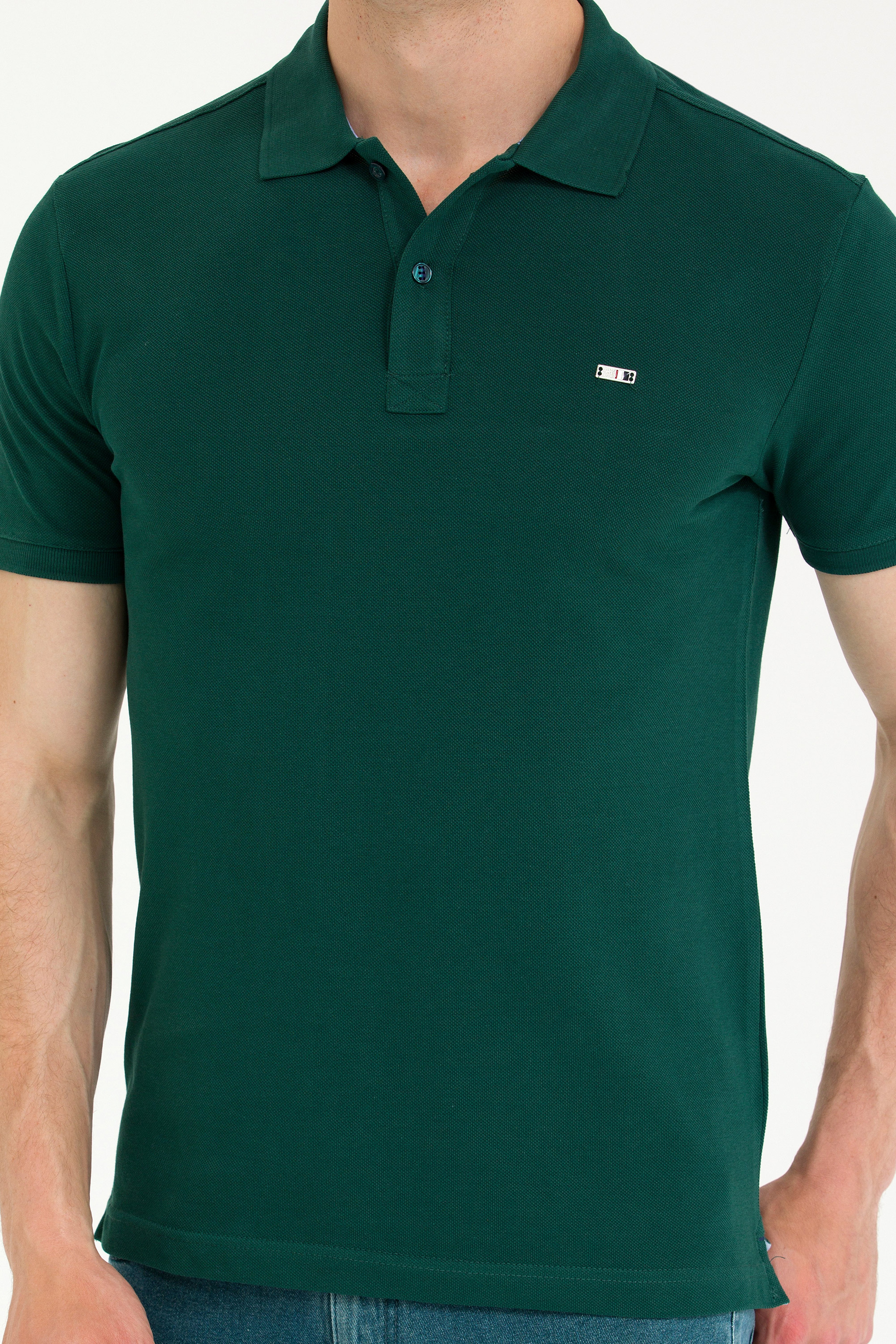 Erkek Koyu Yeşil Basic Polo Yaka Tişört