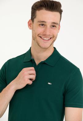 Erkek Koyu Yeşil Basic Polo Yaka Tişört - 50265919040