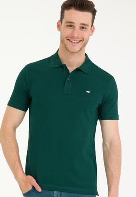 Erkek Koyu Yeşil Basic Polo Yaka Tişört - 50265919040