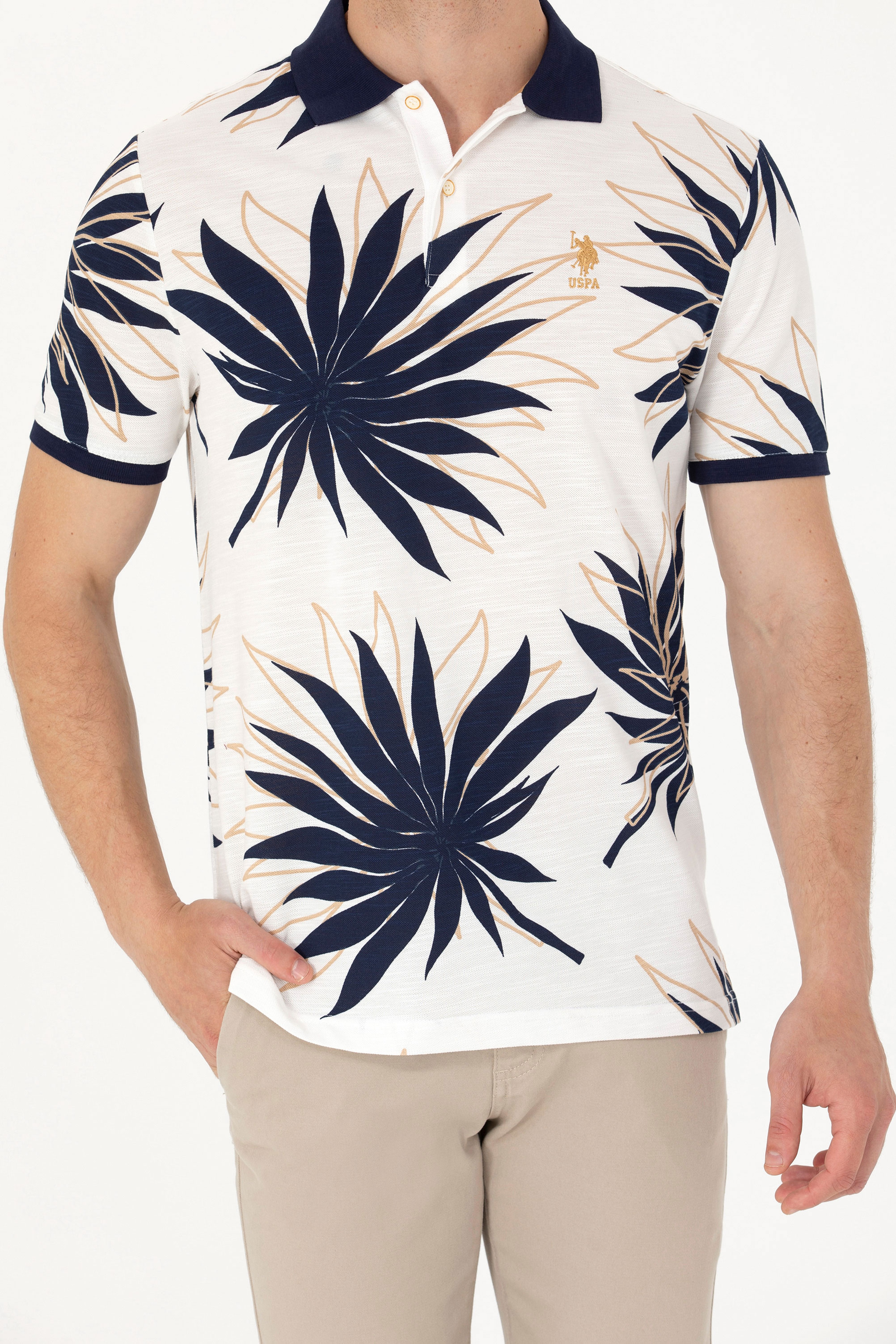 Erkek Ekru Polo Yaka Tişört - Image 6