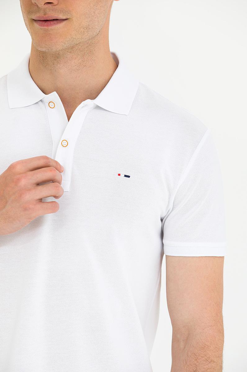 Erkek Beyaz Basic Polo Yaka Tişört