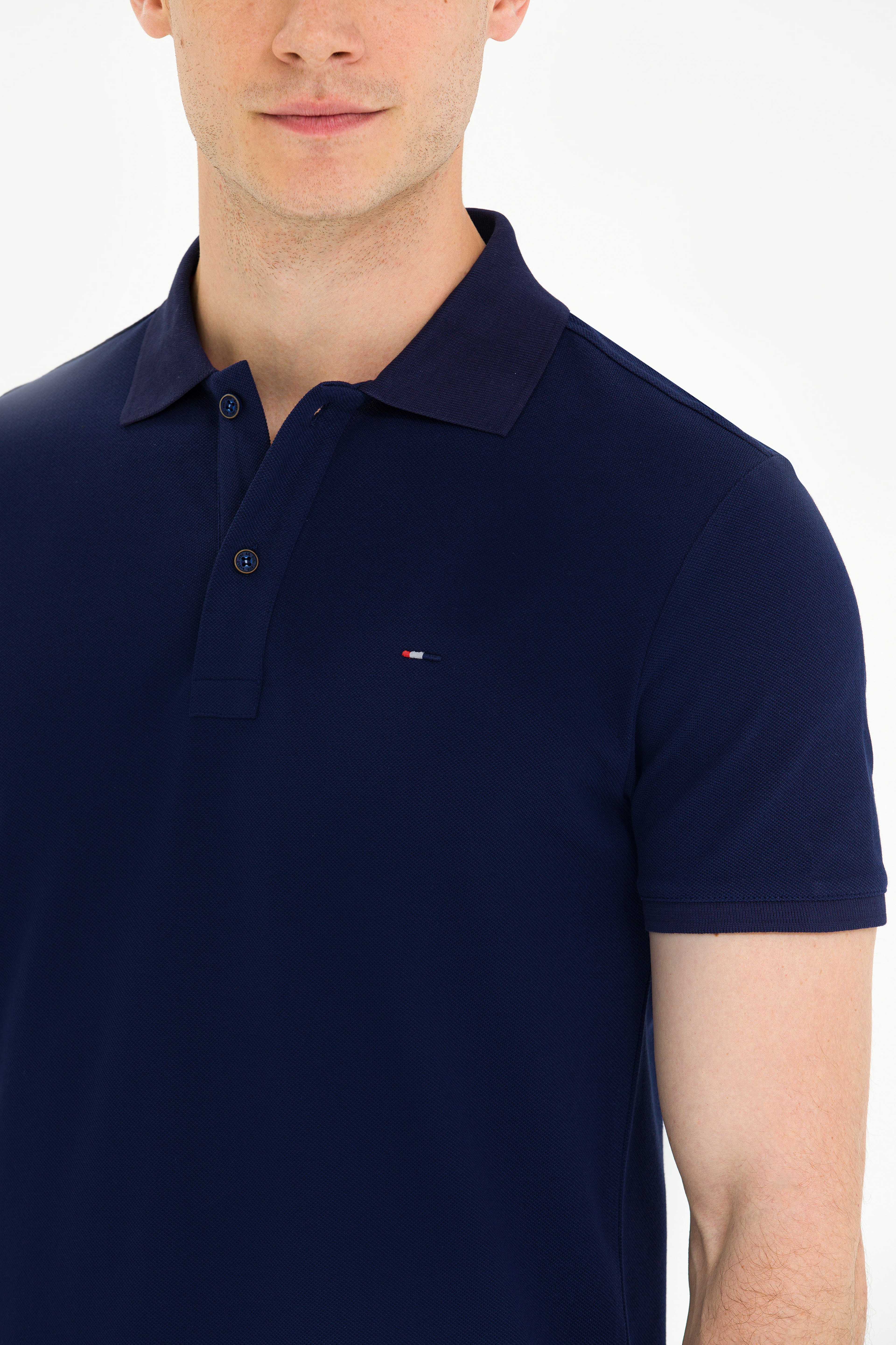 Erkek Lacivert Basic Polo Yaka Tişört - Image 7