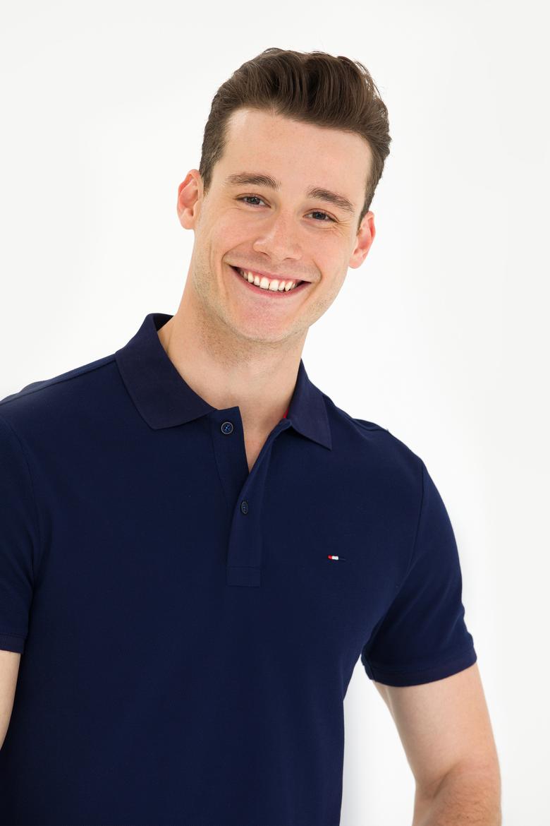 Erkek Lacivert Basic Polo Yaka Tişört - 50276453017