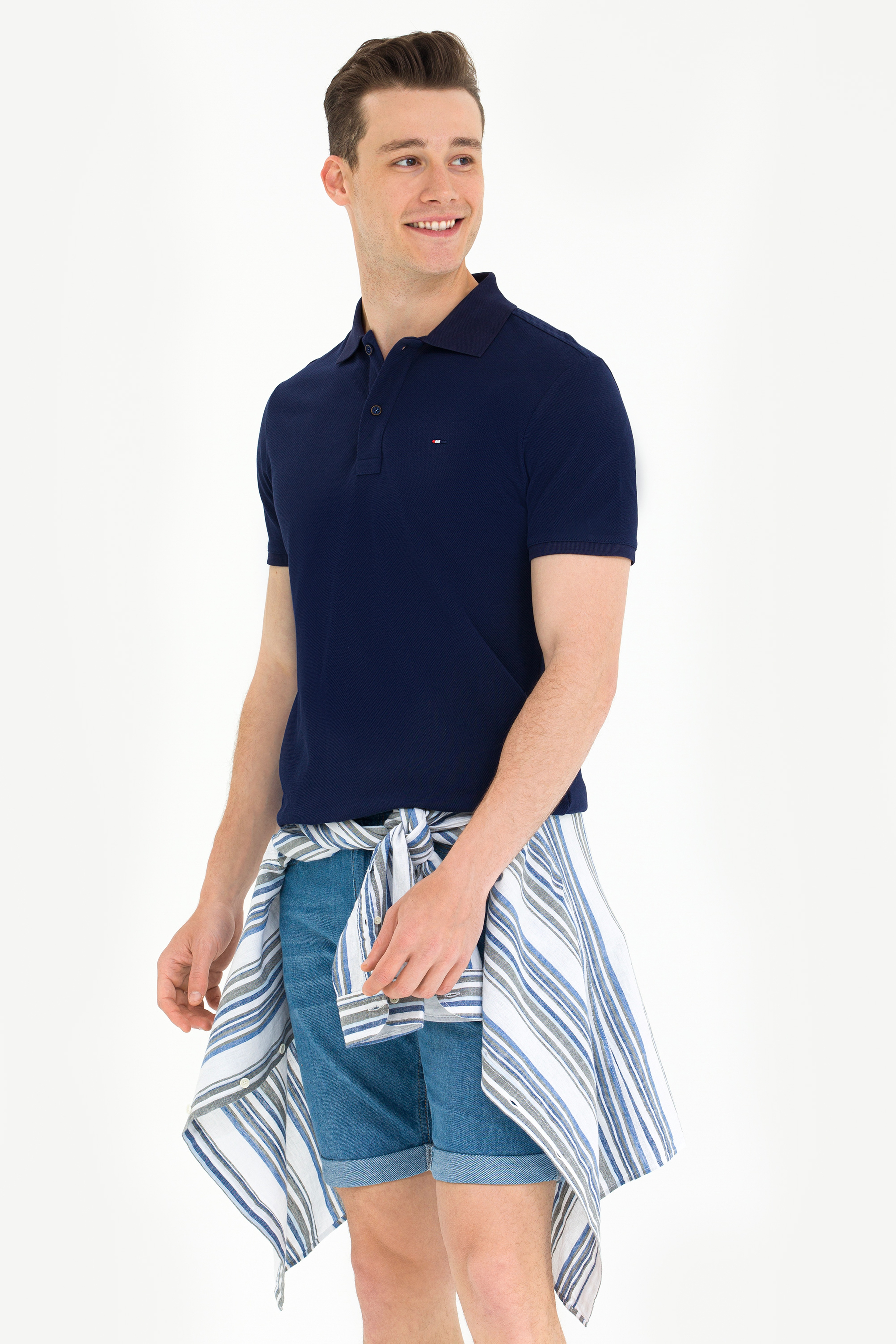 Erkek Lacivert Basic Polo Yaka Tişört