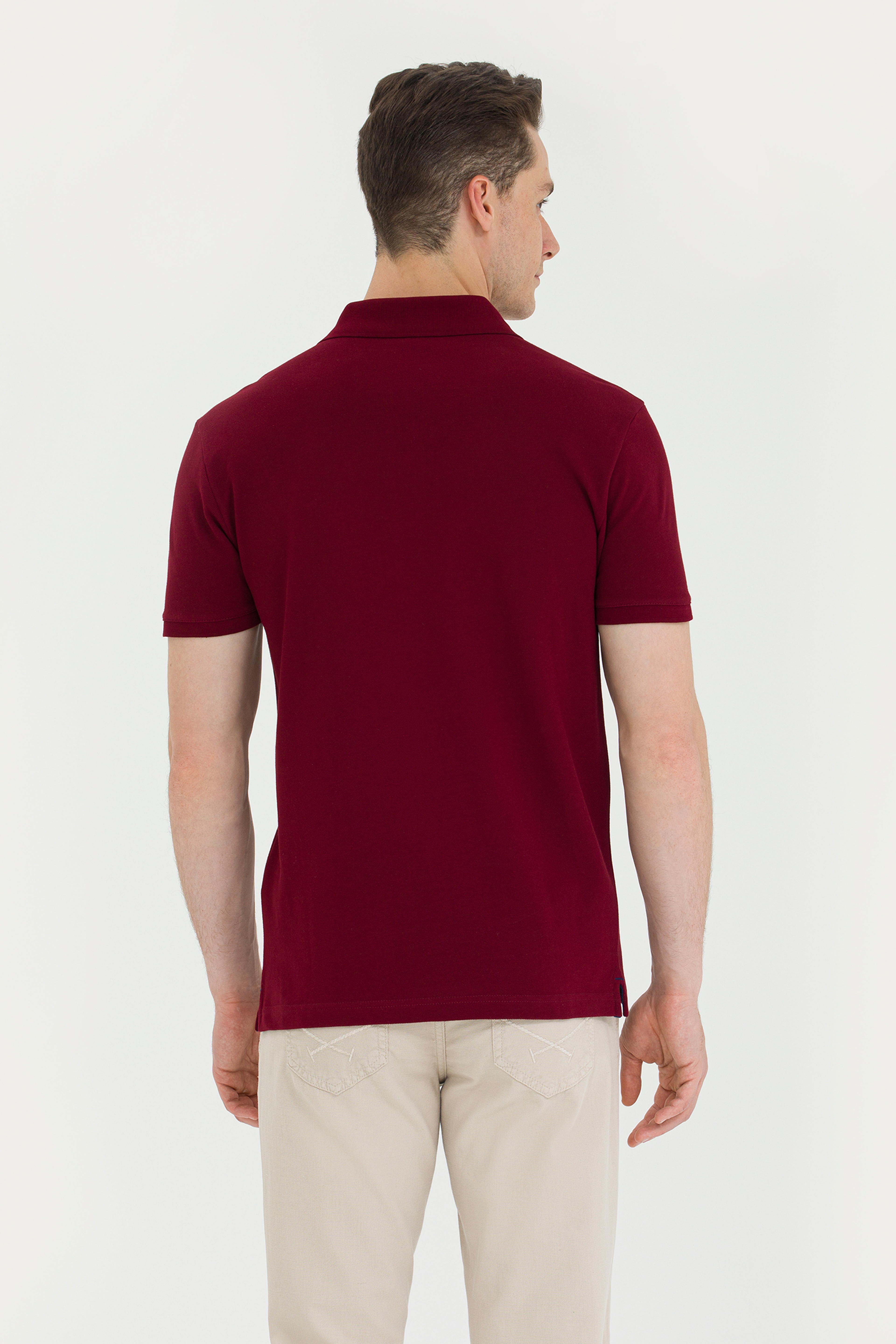 Erkek Bordo Basic Polo Yaka Tişört