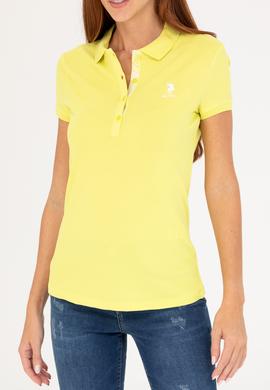 Kadın Neon Sarı Basic Polo Yaka Tişört - 50266513070