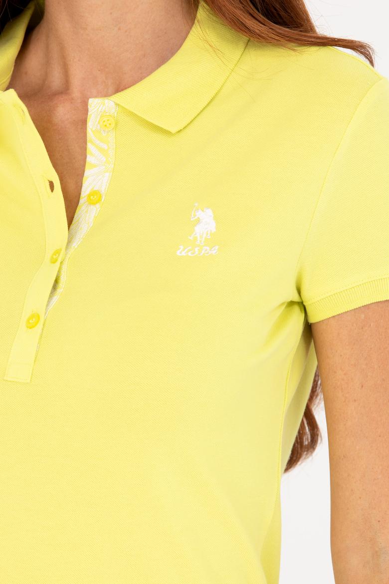 Kadın Neon Sarı Basic Polo Yaka Tişört - 50266513070