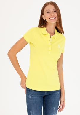 Kadın Neon Sarı Basic Polo Yaka Tişört - 50266513070