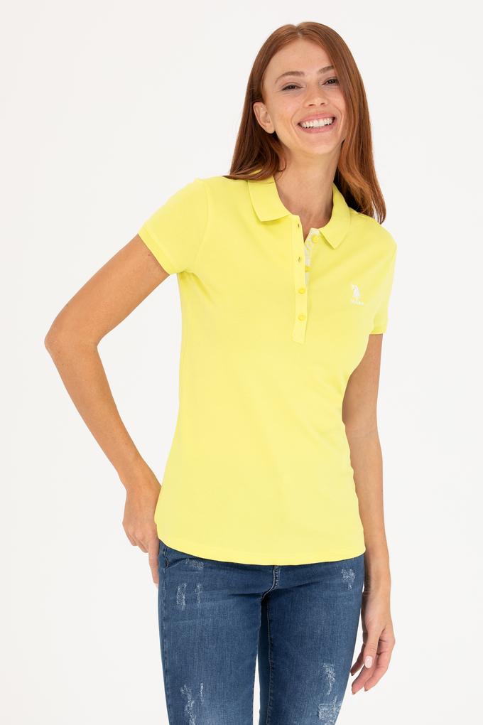 Kadın Neon Sarı Basic Polo Yaka Tişört