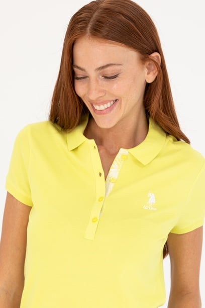 Kadın Neon Sarı Basic Polo Yaka Tişört
