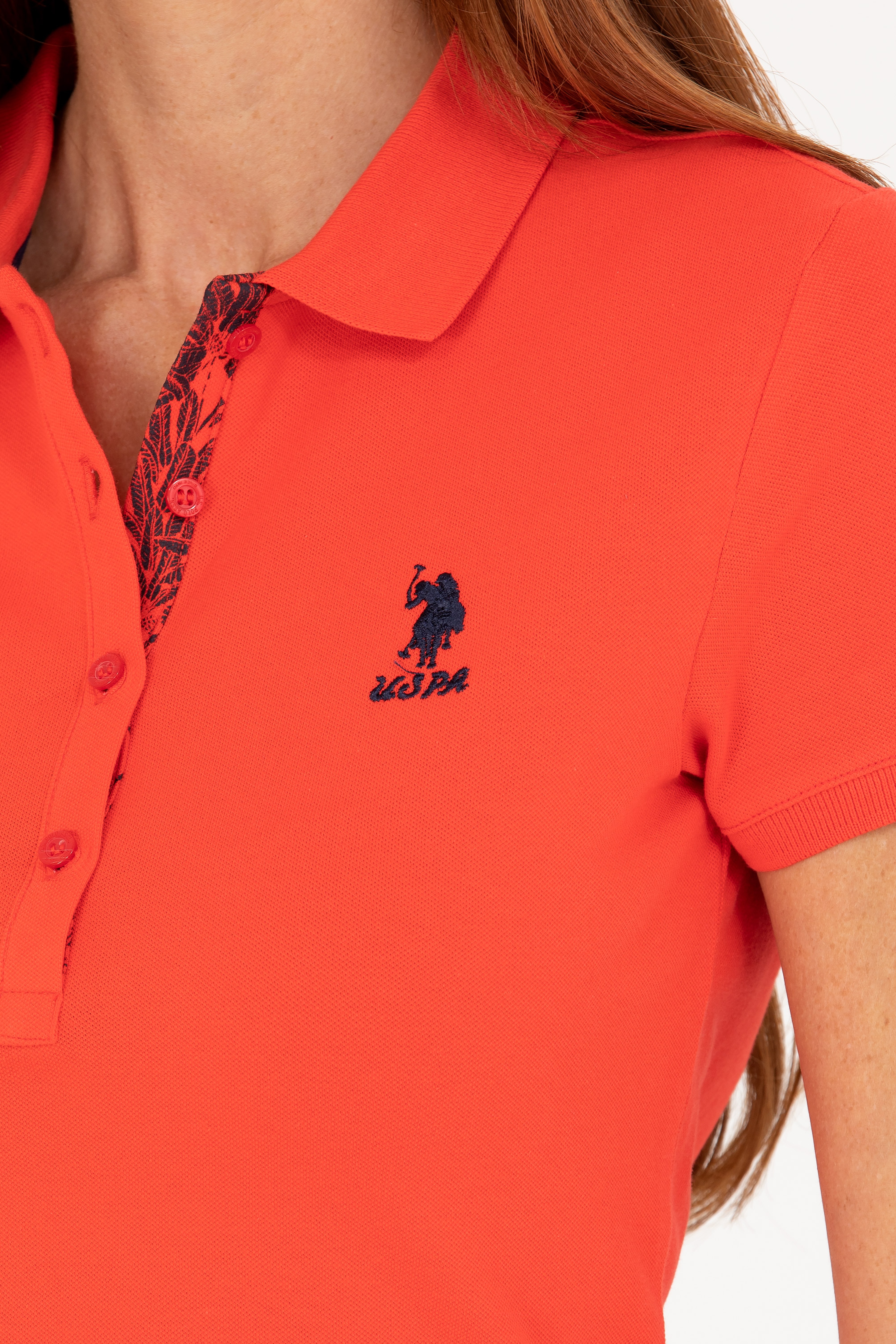Kadın Kırmızı Basic Polo Yaka Tişört - Image 7