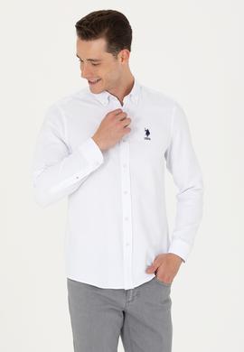 Erkek Beyaz Uzun Kollu Basic Gömlek - 50271293005