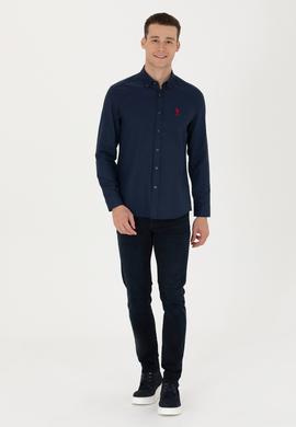 Erkek Lacivert Uzun Kollu Basic Gömlek - 50271293014