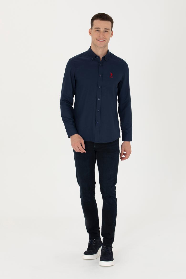 Erkek Lacivert Uzun Kollu Basic Gömlek - 50271293014