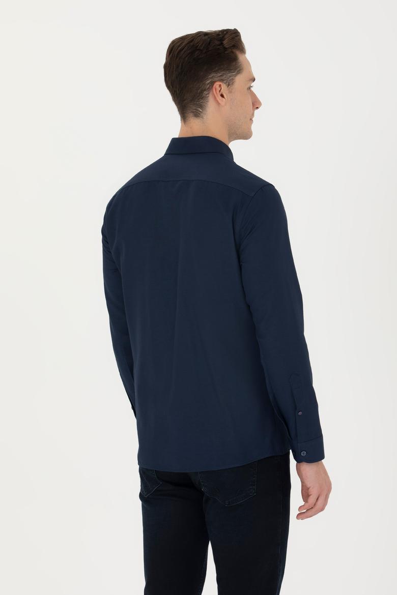 Erkek Lacivert Uzun Kollu Basic Gömlek - 50271293014
