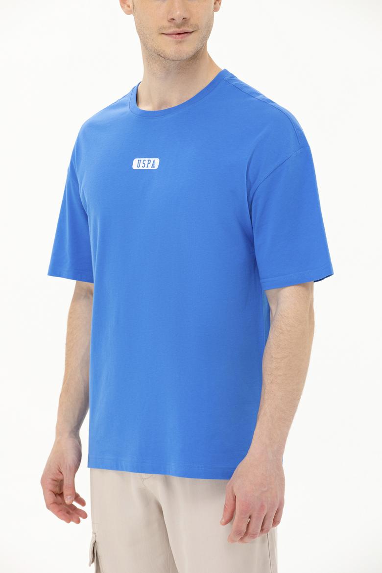 Erkek Saks Oversize Bisiklet Yaka Tişört - 50264932021