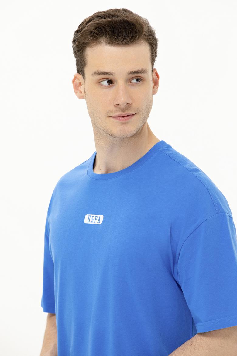 Erkek Saks Oversize Bisiklet Yaka Tişört - 50264932021