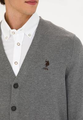 Erkek Gri Melanj Basic Triko Hırka - 50275843028