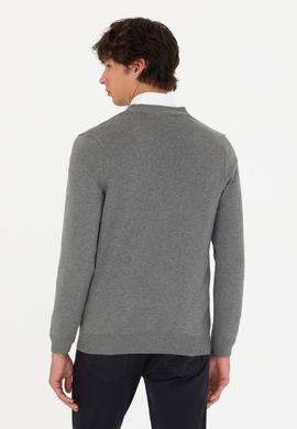 Erkek Gri Melanj Basic Triko Hırka - 50275843028