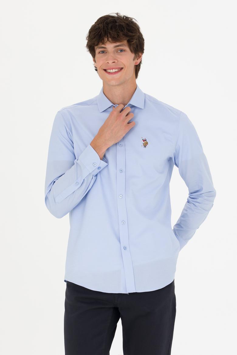 Erkek Mavi Uzun Kollu Gömlek
