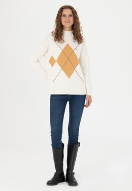 Kadın Krem Balıkçı Yaka Kazak - 50272038001