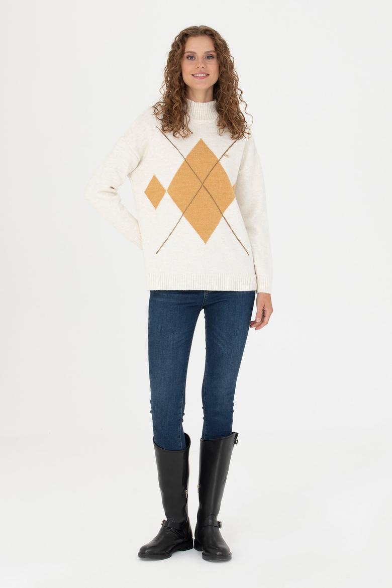 Kadın Krem Balıkçı Yaka Kazak - 50272038001