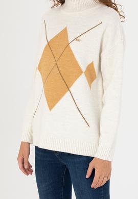 Kadın Krem Balıkçı Yaka Kazak - 50272038001