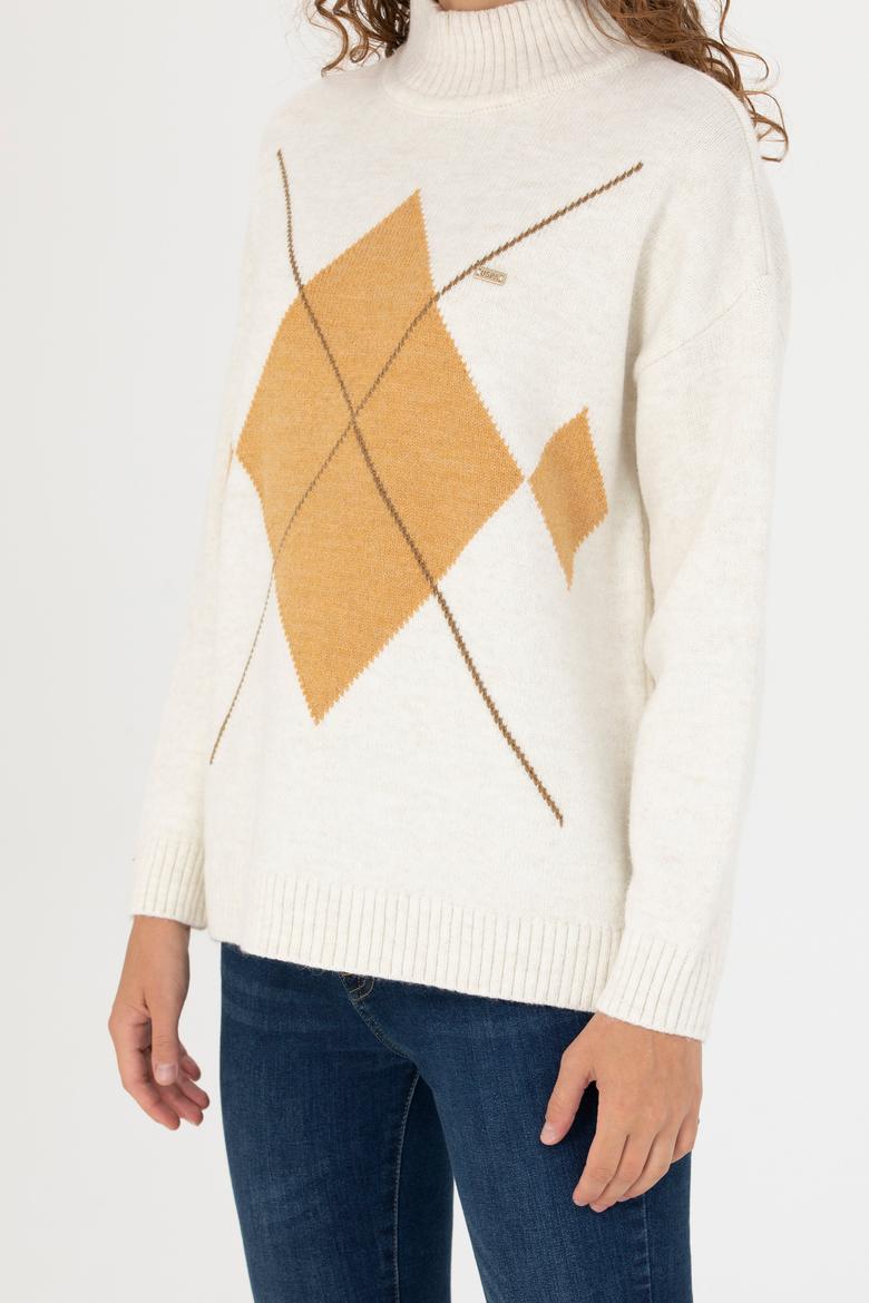 Kadın Krem Balıkçı Yaka Kazak - 50272038001