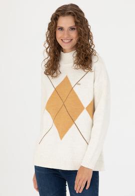 Kadın Krem Balıkçı Yaka Kazak - 50272038001