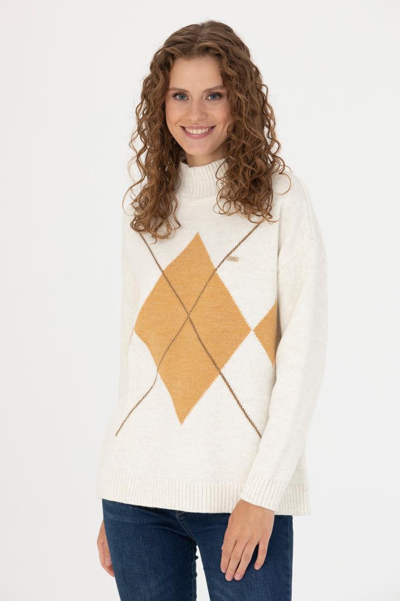 Kadın Krem Balıkçı Yaka Kazak - 50272038001