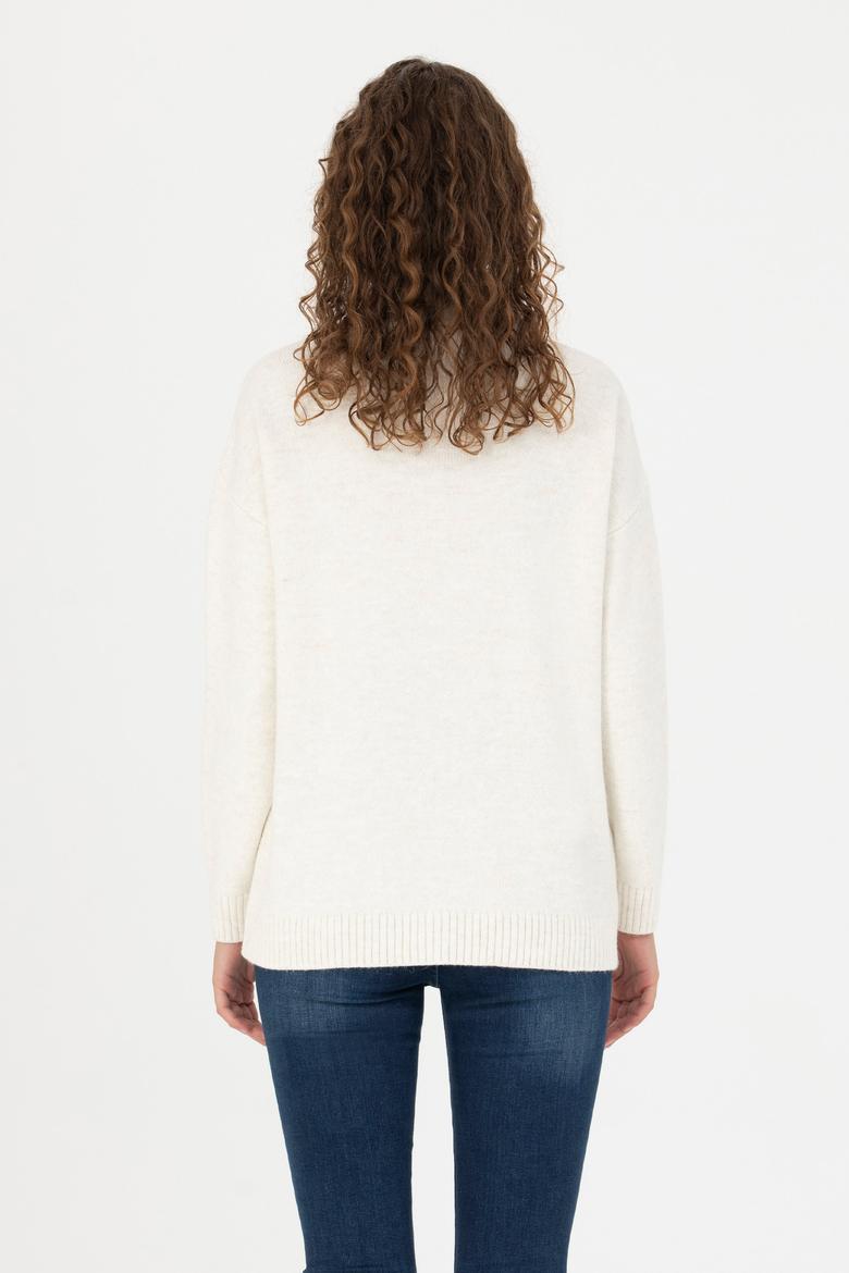 Kadın Krem Balıkçı Yaka Kazak - 50272038001