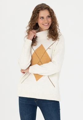Kadın Krem Balıkçı Yaka Kazak - 50272038001