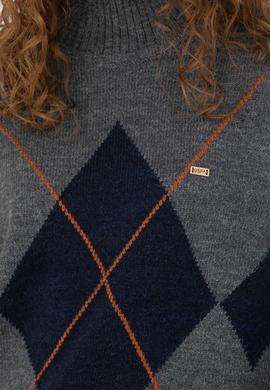 Kadın Gri Melanj Balıkçı Yaka Kazak - 50272038015