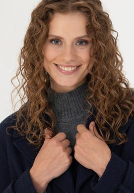 Kadın Lacivert Kaşe Mont - 50271203015