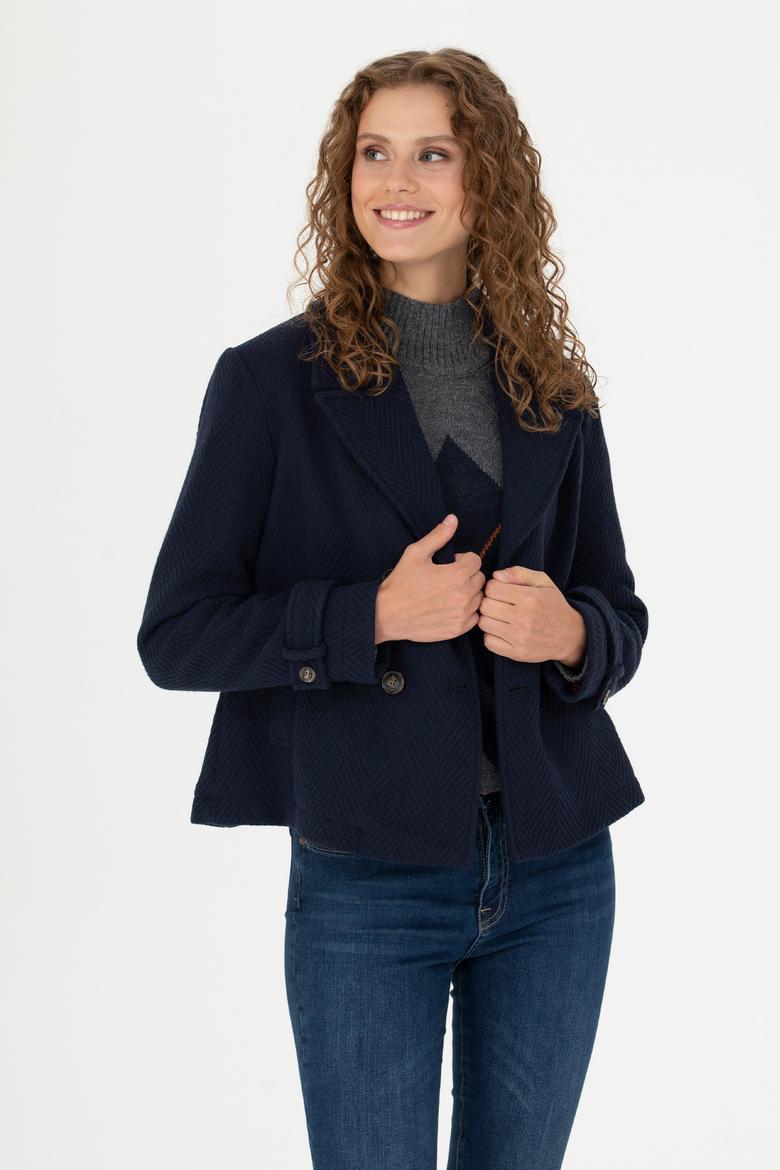 Kadın Lacivert Kaşe Mont - 50271203015