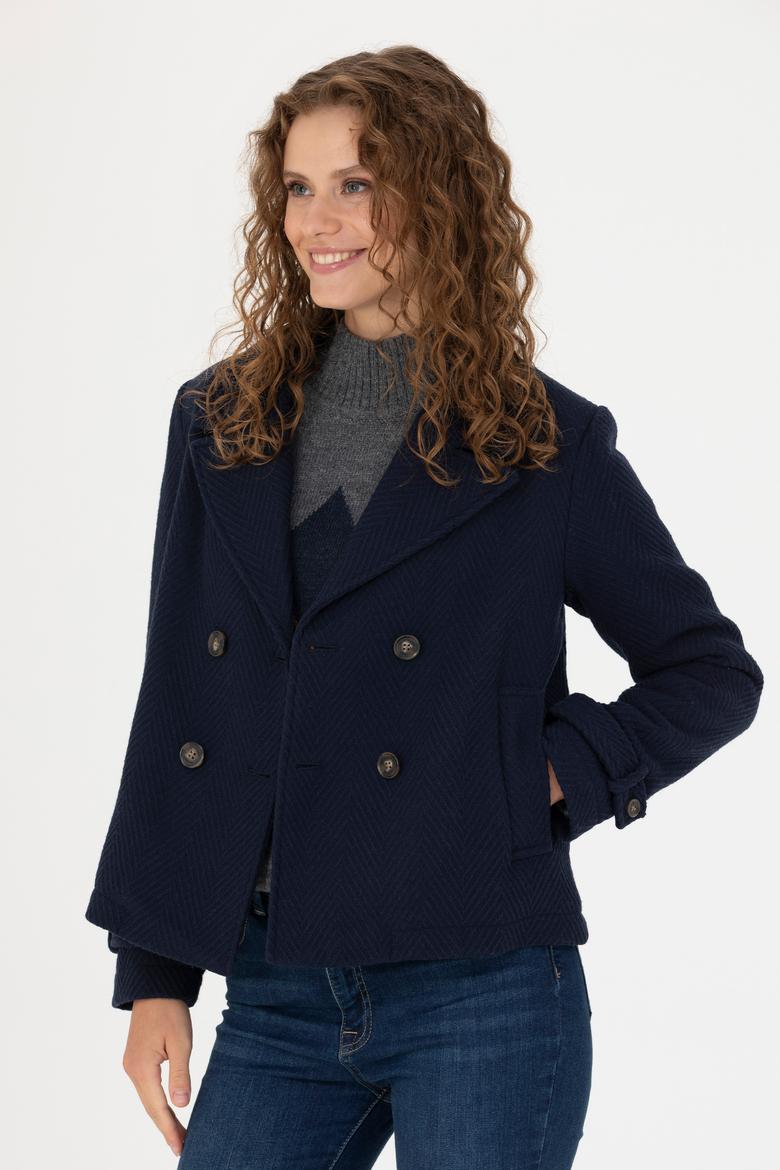 Kadın Lacivert Kaşe Mont - 50271203015