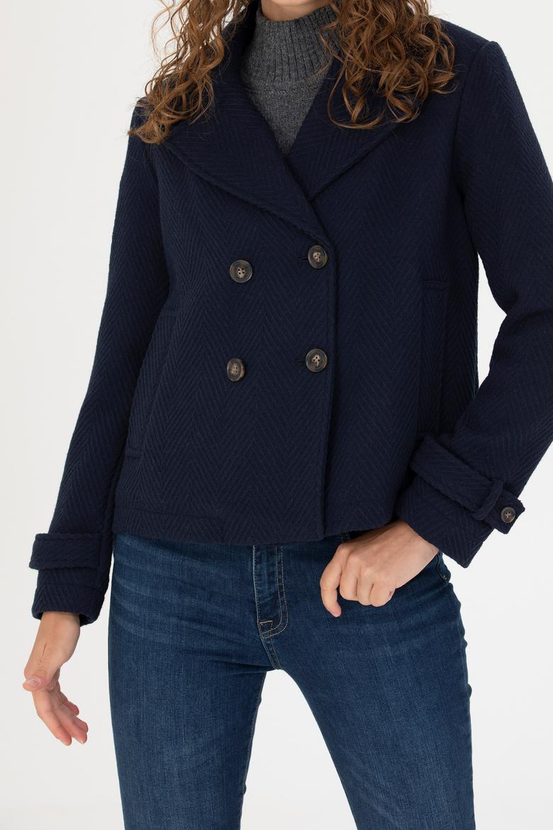 Kadın Lacivert Kaşe Mont - 50271203015