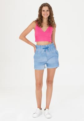 Kadın Saks Örme Şort - 50263798013