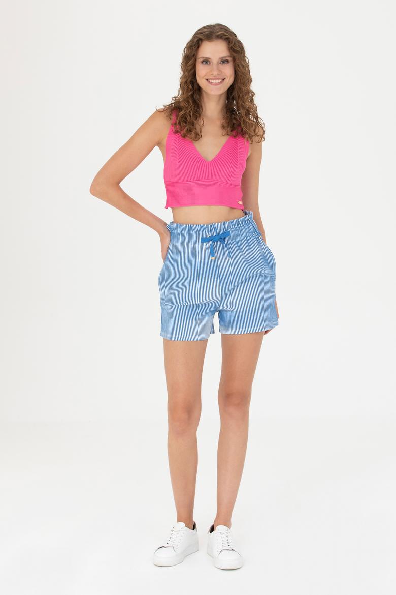 Kadın Saks Örme Şort - 50263798013