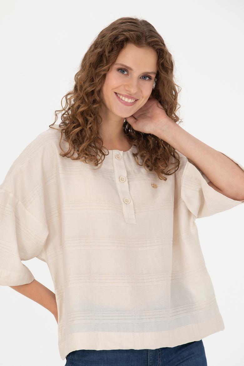 Kadın Taş Kısa Kollu Gömlek - 50264176004