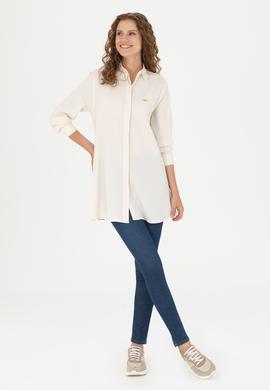 Kadın Ekru Uzun Kollu Gömlek - 50269732011