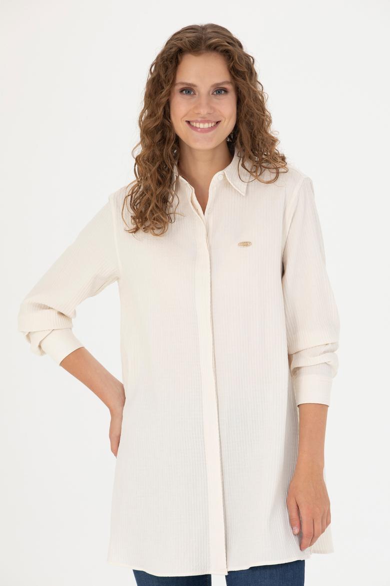 Kadın Ekru Uzun Kollu Gömlek - 50269732011