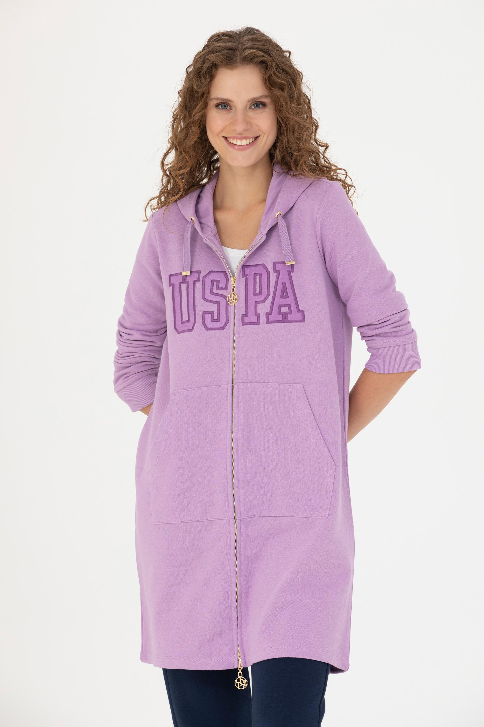 Kadın Lila Kapüşonlu Sweatshirt