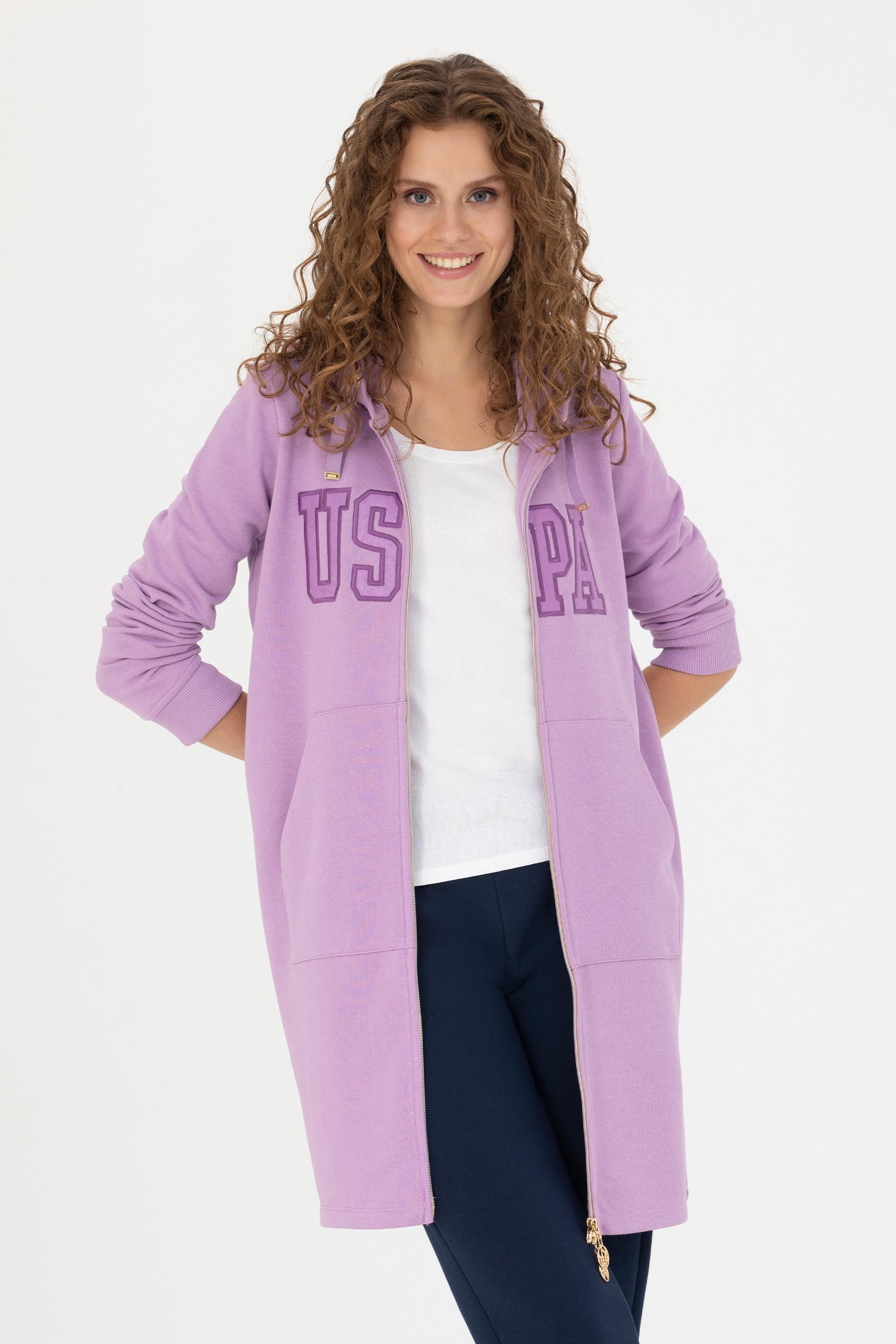 Kadın Lila Kapüşonlu Sweatshirt