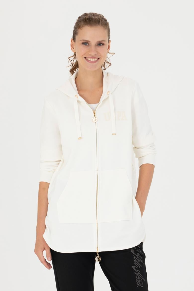 Kadın Ekru Kapüşonlu Sweatshirt - 50273789047