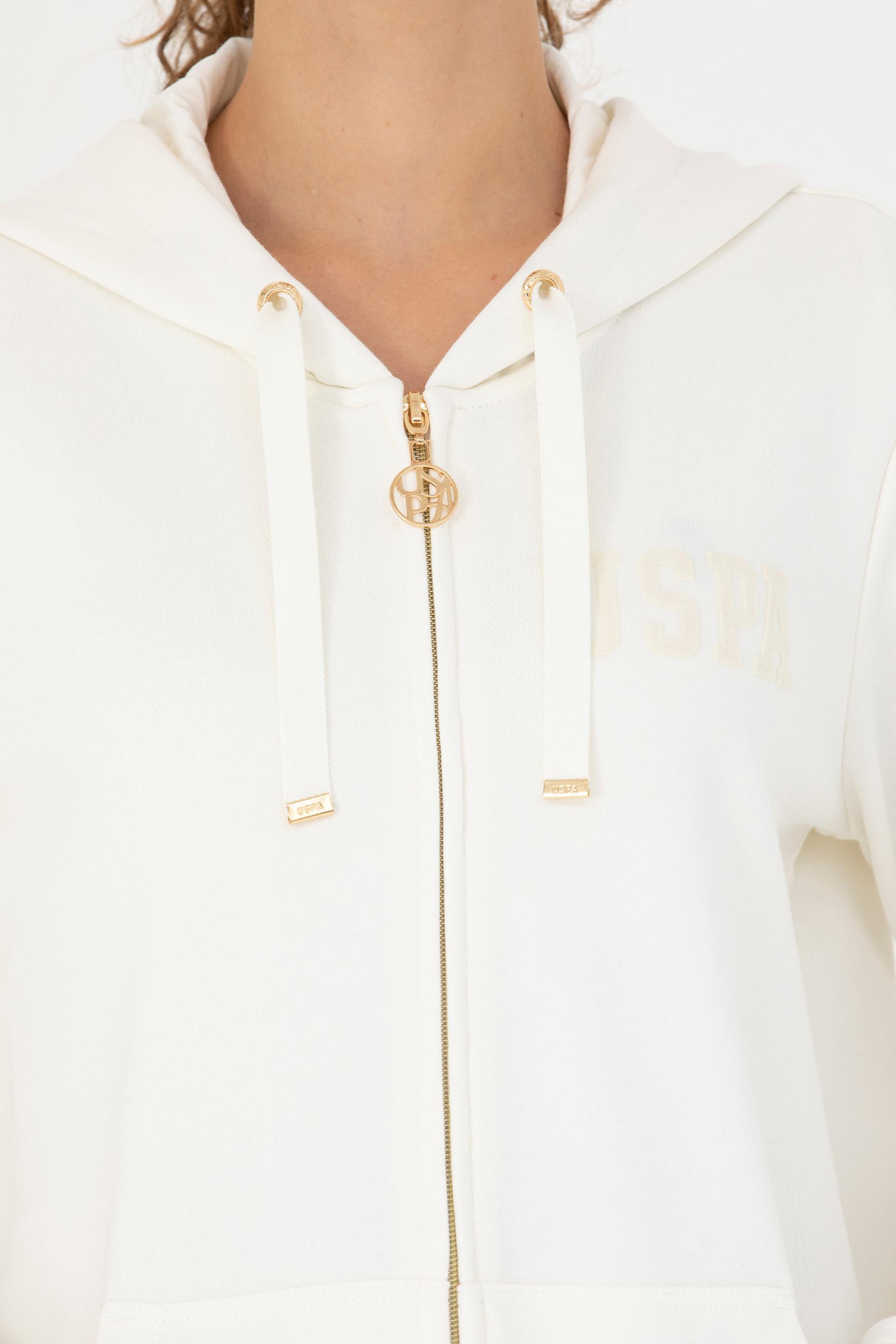 Kadın Ekru Kapüşonlu Sweatshirt