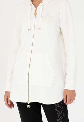 Kadın Ekru Kapüşonlu Sweatshirt - 50273789047