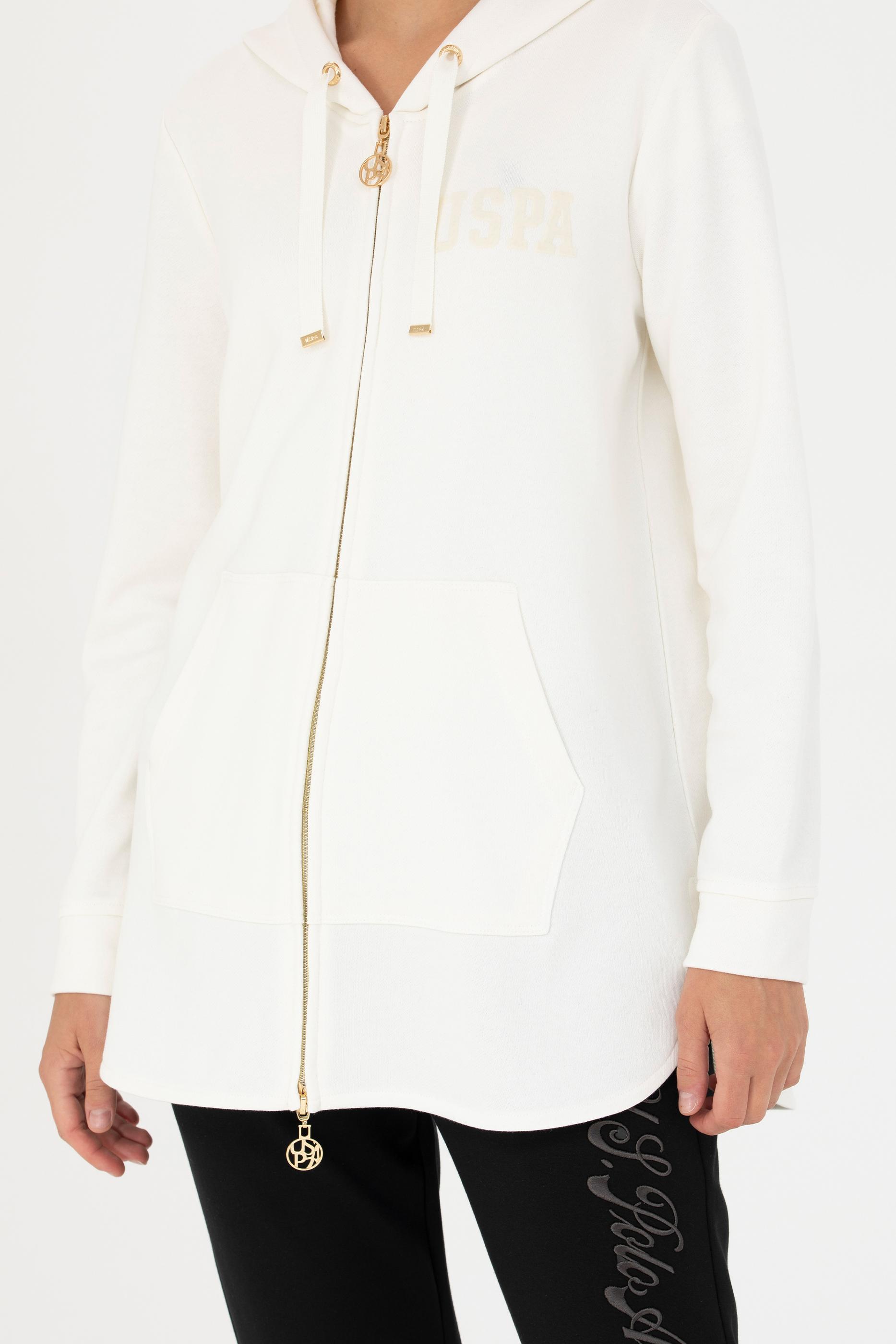 Kadın Ekru Kapüşonlu Sweatshirt